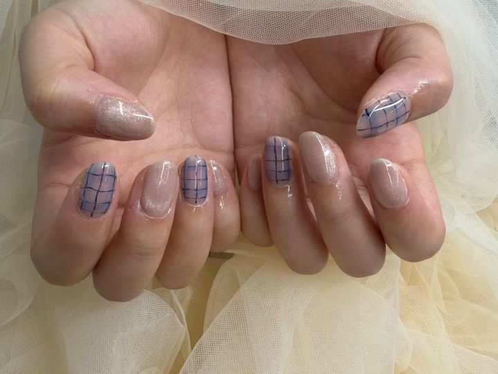 爪の長さ・形別｜深みパープル系の濃度と透け感の調整のイメージ