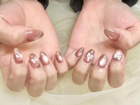 ベージュピンクのハート＆ドット｜ワンカラー、ハート、ドット、マグネット、ベージュ、ピンク、可愛い、上品・大人