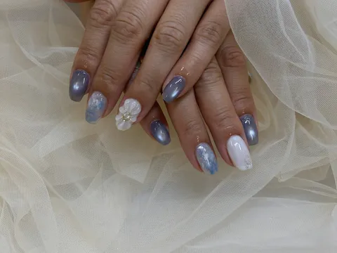 紫のニュアンスフラワー｜ニュアンス、フラワー、マグネット、パープル、ホワイト、上品・大人、可愛い