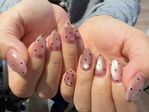 くすみピンクのシアードット｜ドット、シアー・透け感、ピンク、ホワイト、グレー・グレージュ、上品・大人、シンプル