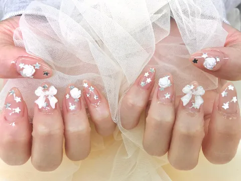 ベージュピンクのフラワーニュアンス｜ワンカラー、フラワー、ニュアンス、ベージュ、ピンク、可愛い、上品・大人