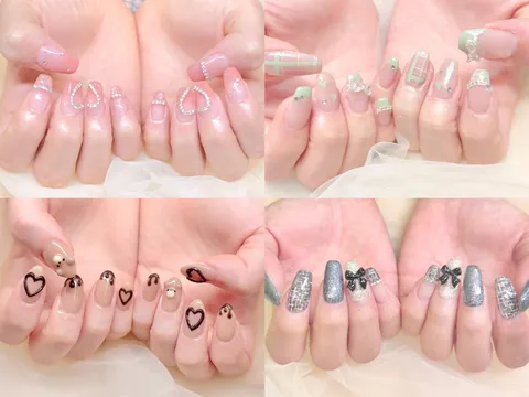 淡ピンクのニュアンス＆グリッター｜ワンカラー、ニュアンス、ラメ・グリッター、ピンク、シルバー、可愛い、上品・大人