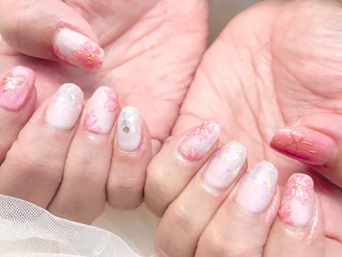 ピンク系大理石紋のニュアンス｜ニュアンス、マーブル、ピンク、ホワイト、上品・大人、可愛い
