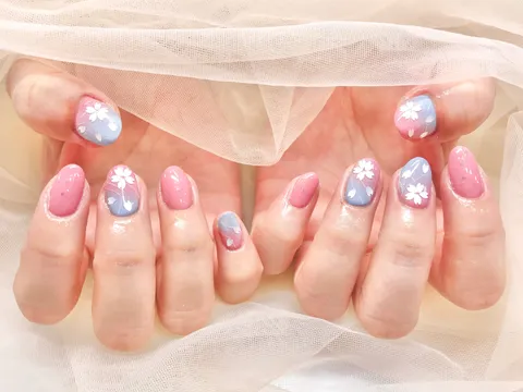 ピンク×紫のフラワーニュアンス｜フラワー、ニュアンス、ピンク、ブルー、可愛い