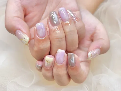 くすみピンクのニュアンス｜ニュアンス、ラメ・グリッター、ピンク、ベージュ、上品・大人