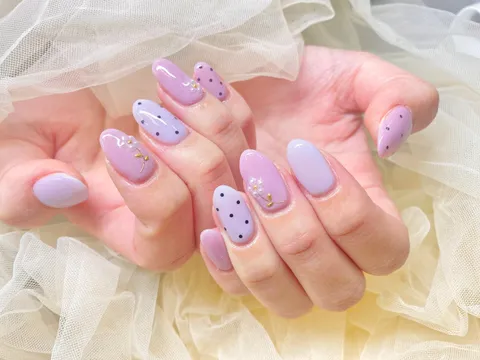 ラベンダーピンクのドット｜ドット、ピンク、パープル、可愛い