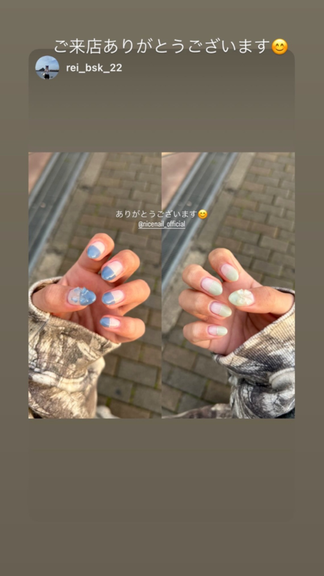 NICENAILのお客様施術 アシメリボンネイル