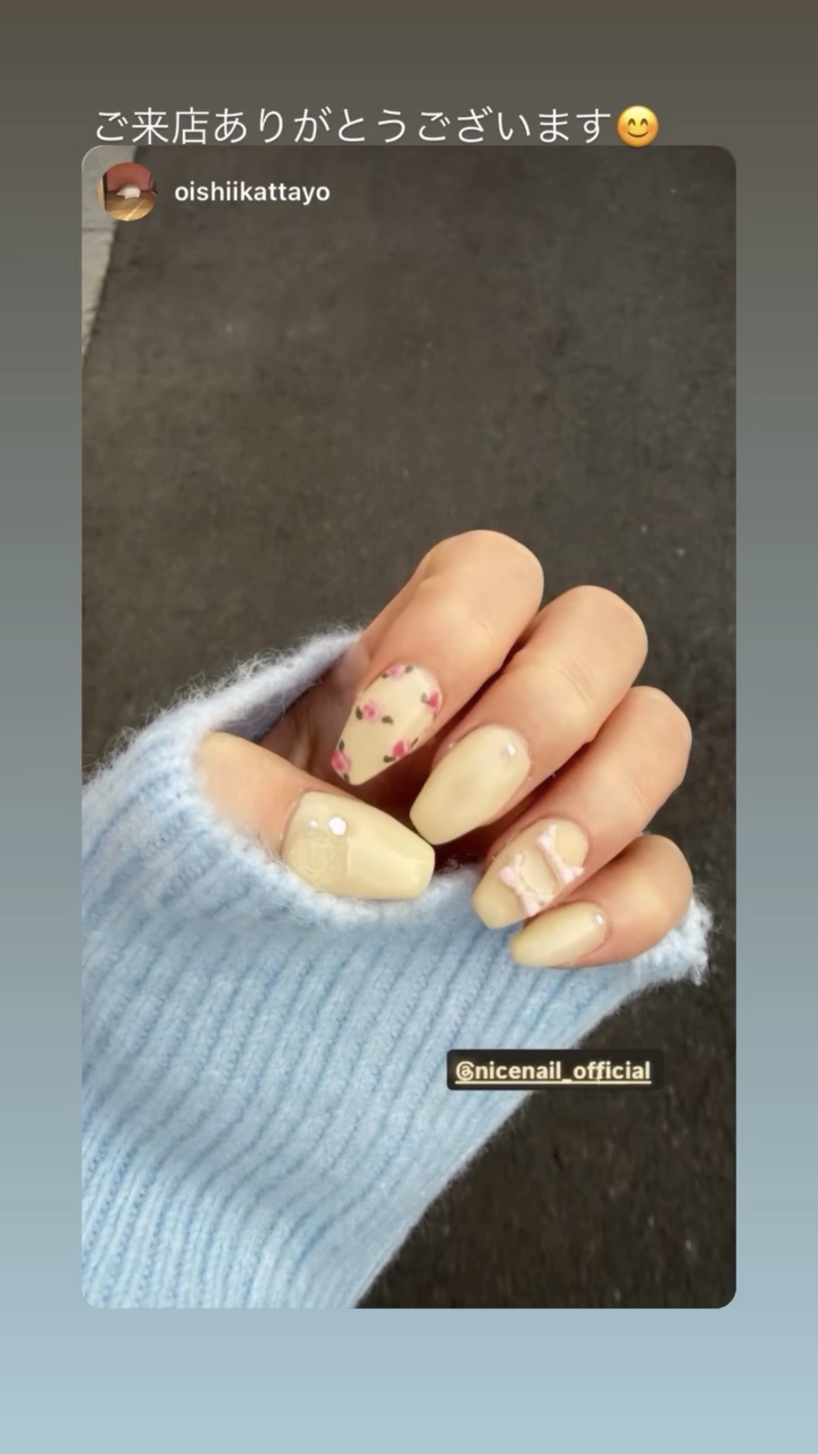 NICENAILのお客様施術 バターイエローネイル