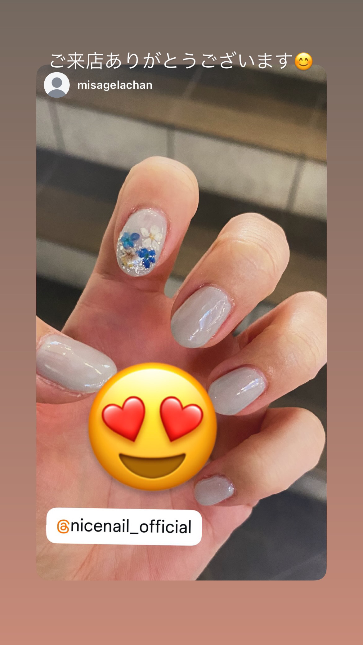 NICENAILのお客様施術 押し花ネイル