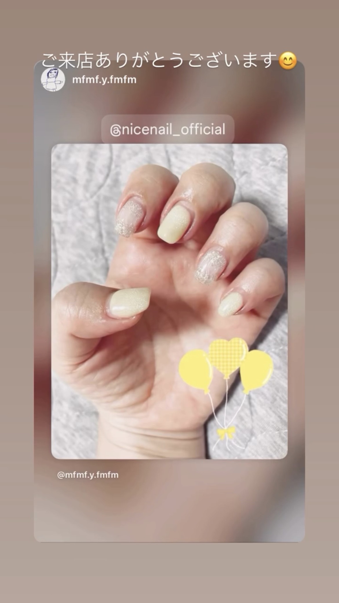 NICENAILのお客様施術 パステルイエローワンカラー