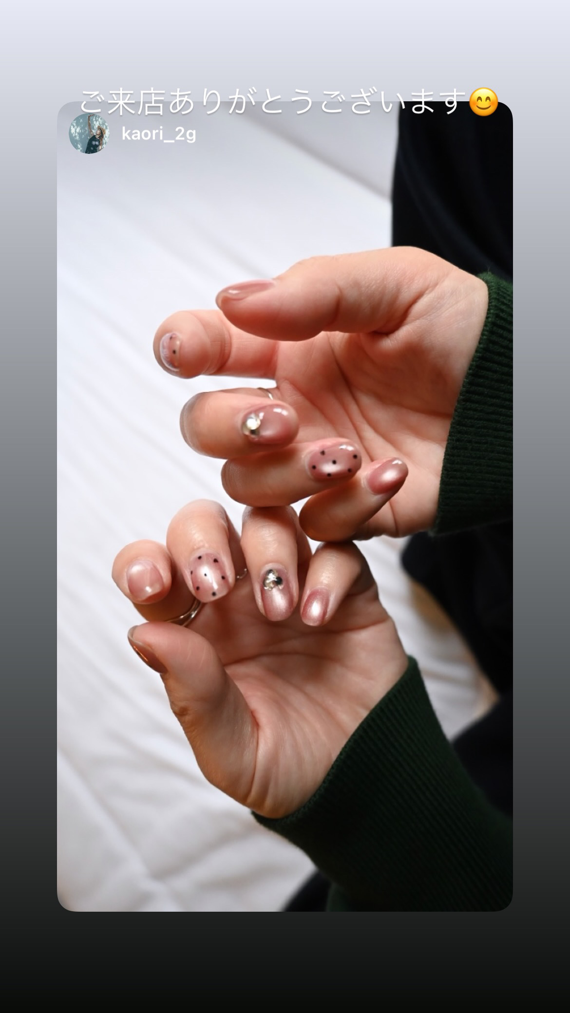 NICENAILのお客様施術 マグネット×ドットネイル