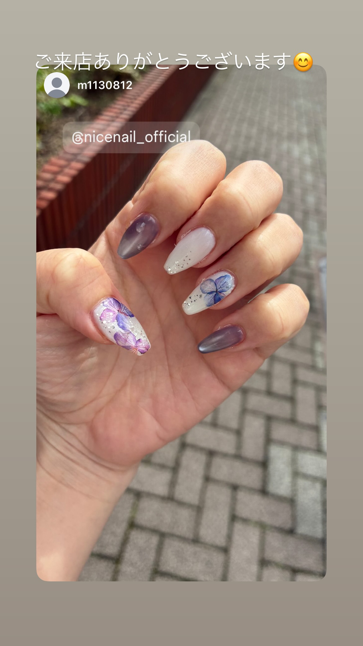 NICENAILのお客様施術 マグネット×紫陽花ネイル