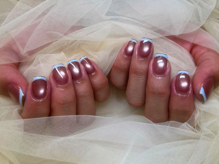 NICENAILのお客様施術 ピンクパールのフレンチネイル