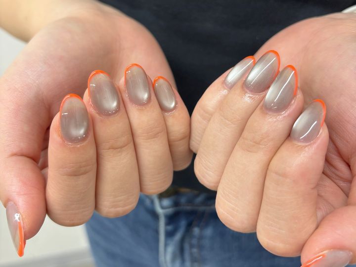NICENAILのお客様施術 ベージュのオレンジフレンチ