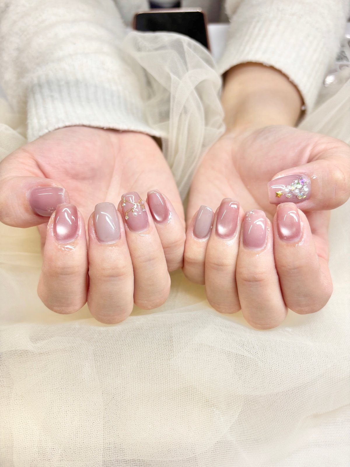 NICENAILのお客様施術 くすみピンクのニュアンスワンカラー