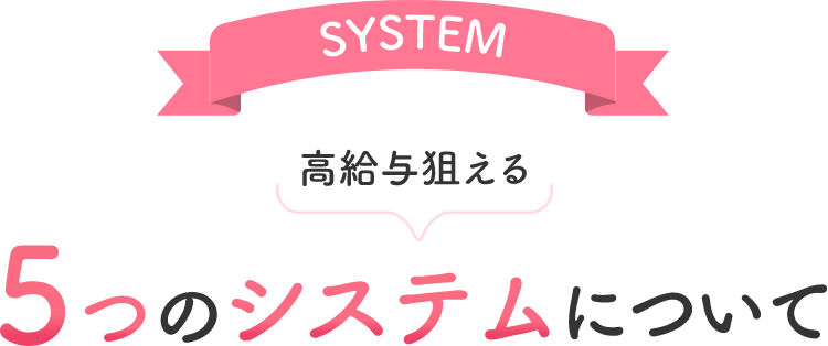 システム
                  高給与狙える
                  5つのシステムについて