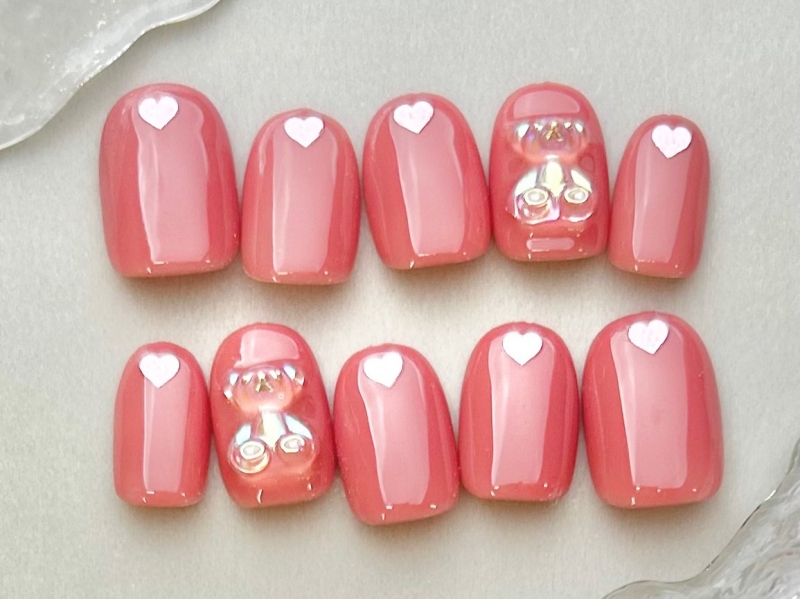 ハート×クマさんネイル