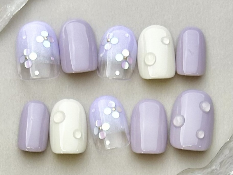 お花×水滴ネイル