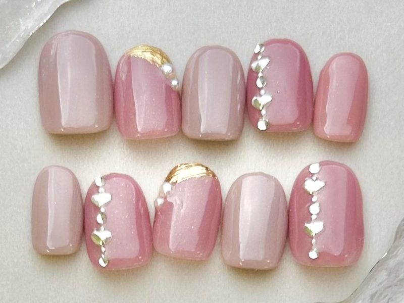 ハート×ミラーネイル